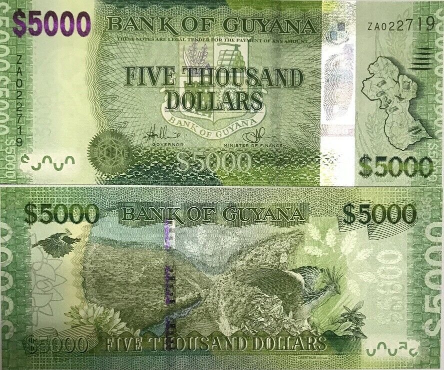 Guyana 5000 Dollars Replacement ND 2014 P 40 UNC
