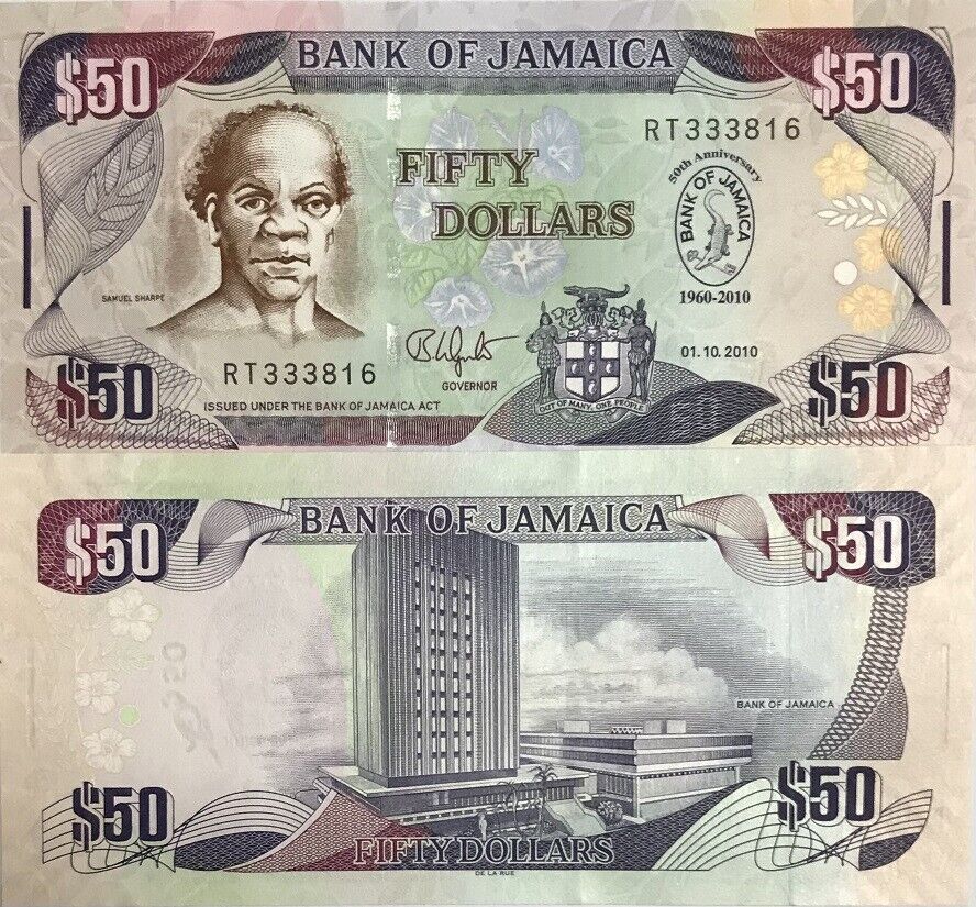 Jamaica 50 Dollars 2010 P 88 COMM. UNC