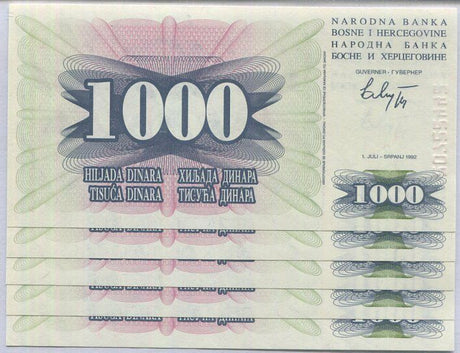 BOSNIA 1000 DINARA 1992 P 15 UNC LOT 25 PCS