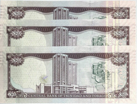 Trinidad & Tobago 20 Dollars 2006/2017 P 49 c Sign Hillaire UNC LOT 3 PCS