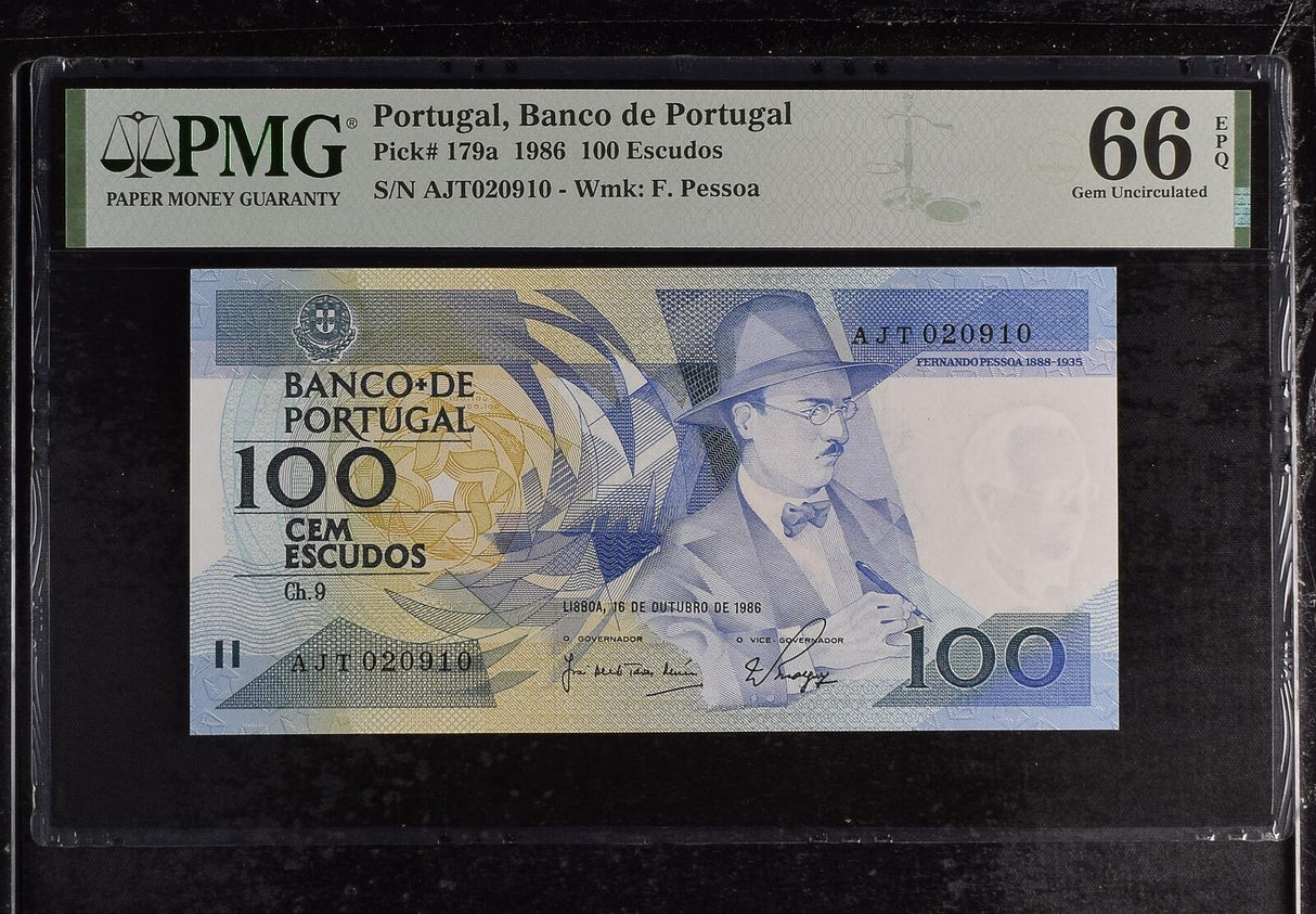 Portugal 100 Escudos 1986 P 179 a GEM UNC PMG 66 EPQ