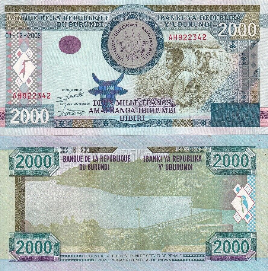 Burundi 2000 Francs 2008 P 48a UNC