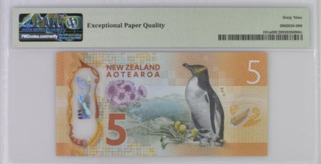 New Zealand 5 Dollars 2015 P 191 a Superb GEM UNC PMG 69 EPQ