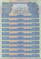 Somaliland 500 Shillings 2011 P 6 AUnc Lot 10 Pcs 1/10 Bundle