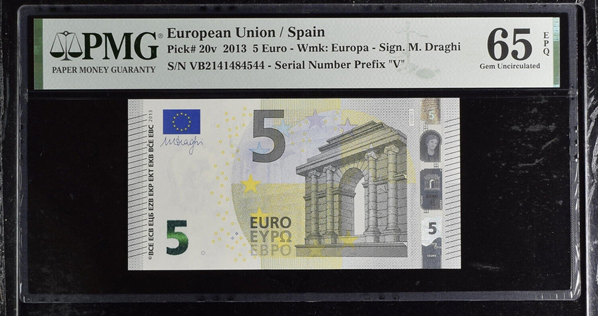 Euro 5 Euro 2013 P 20 V Spain VB Gem UNC PMG 65 EPQ