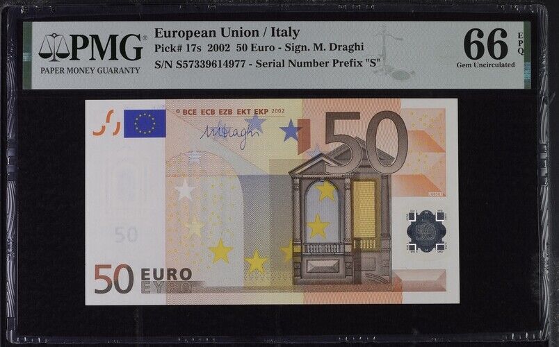 Euro 50 Euro Italy 2002 P 17 s Prefix Gem UNC PMG 66 EPQ