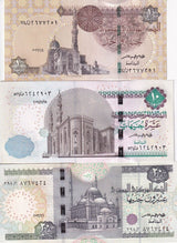 EGYPT SET 3 PCS 1 10 20  Piastres 2021 2022 P 71 P 73 P 74 UNC