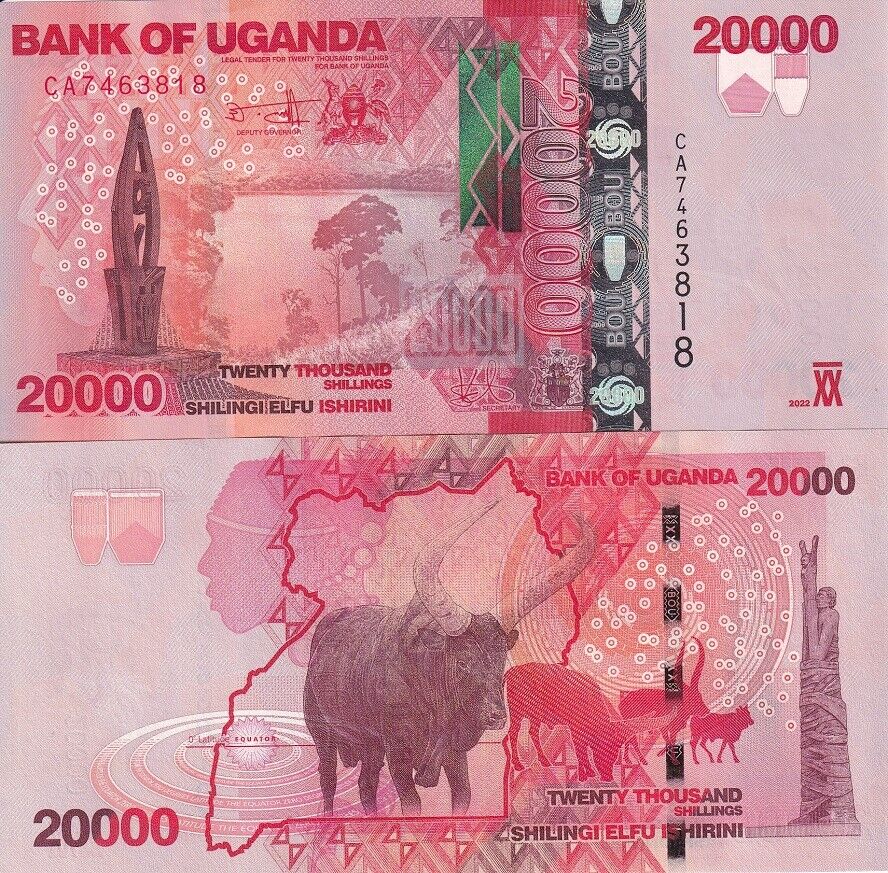 Uganda 20000 Shillings 2022 P 53 New Sign UNC