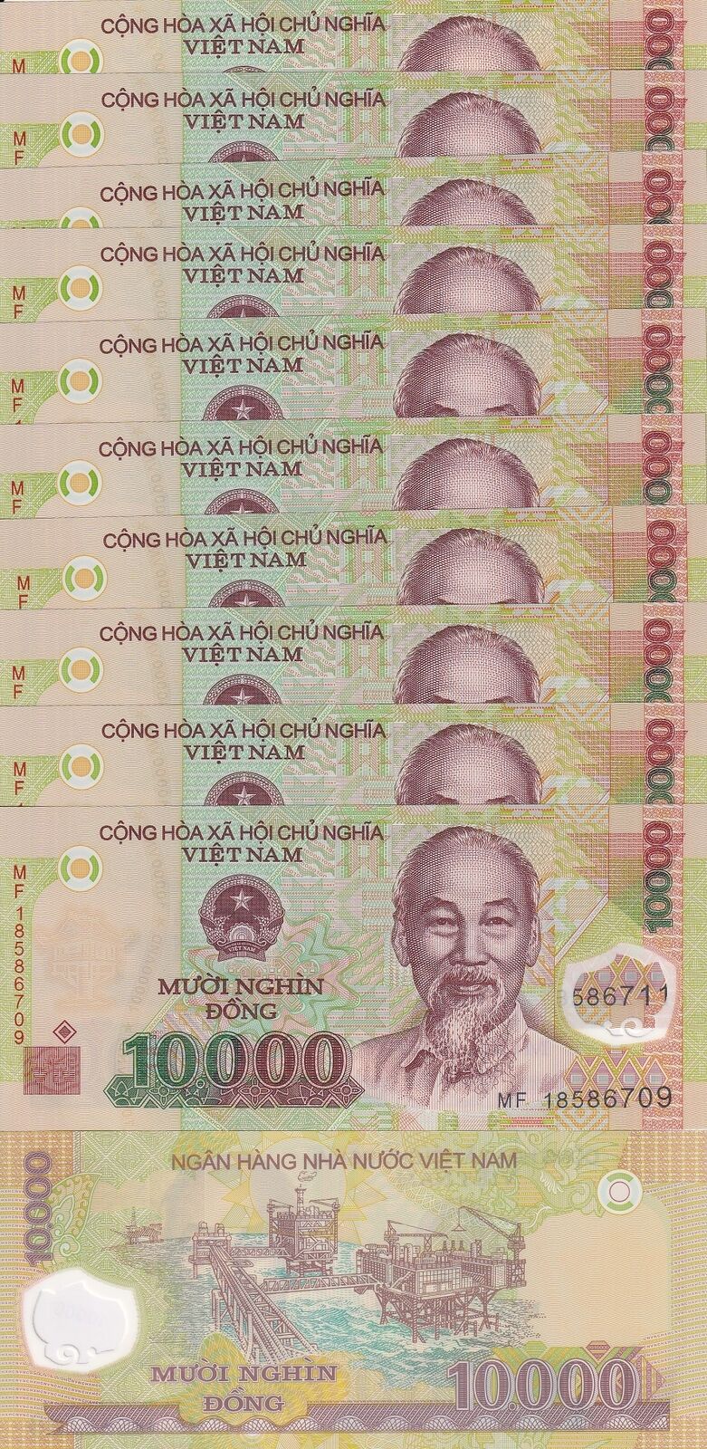 Vietnam 10000 Dong 2018 P 119 k UNC LOT 10 PCS