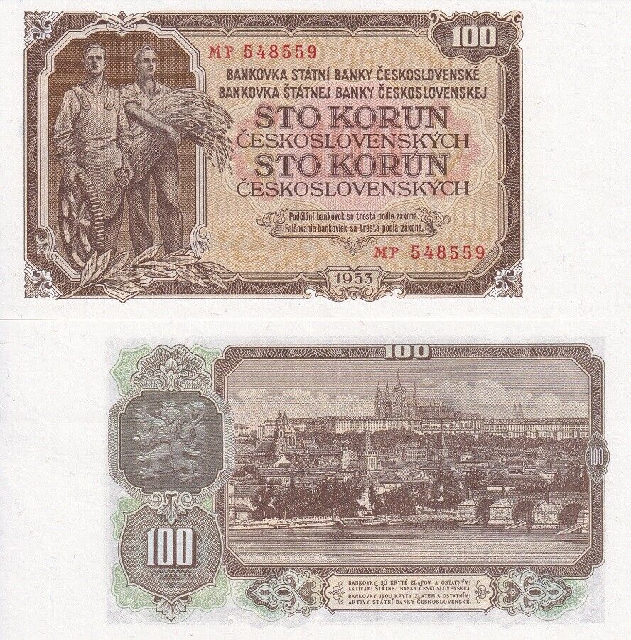 Czechoslovakia 100 Korun 1953 P 86 b UNC