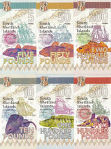 South Shetland Set 6 5 10 50 100 200 500 Pounds 1820-2020 polymer Fantasy