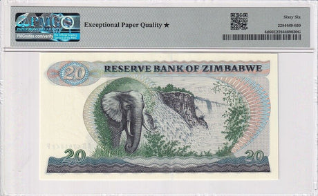 Zimbabwe 20 Dollars 1994 P 4 d Gem UNC PMG 66 EPQ Extra Star