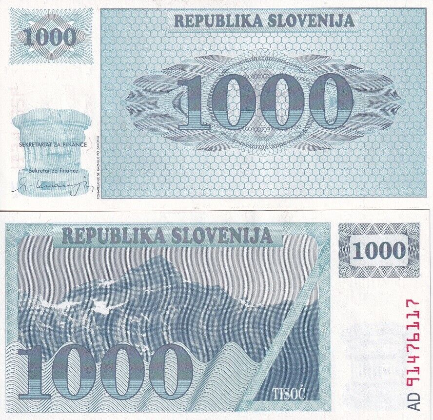 Slovenia 1000 Tolarjev 1992 P 9 UNC