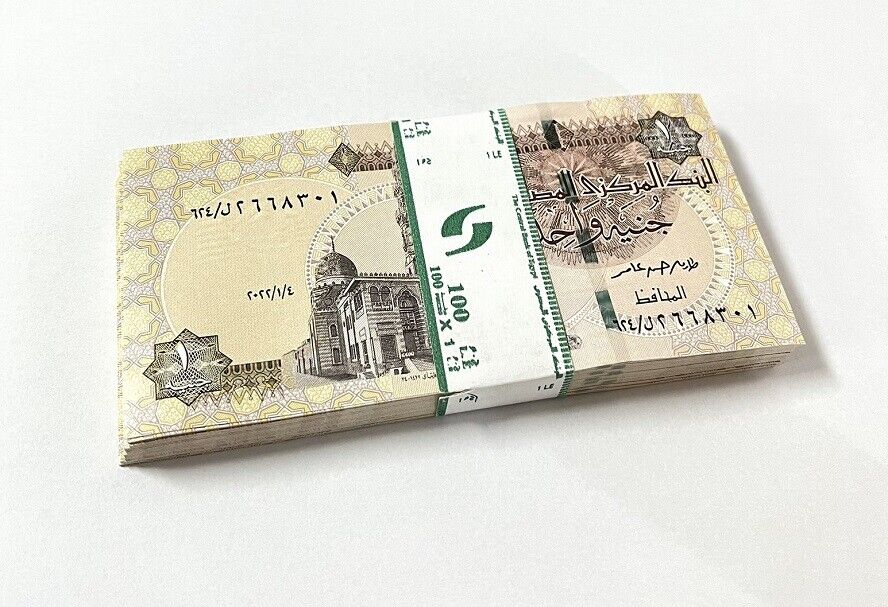 Egypt 1 Pound 2022 P 71 UNC LOT 100 PCS 1 Bundle