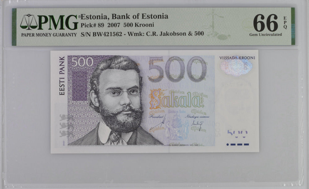 Estonia 500 Krooni 2007 P 89 Gem UNC PMG 66 EPQ
