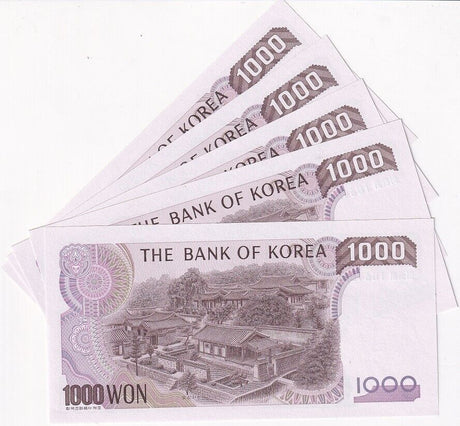 South Korea 1000 Won ND 1983 P 47 UNC LOT 5 PCS