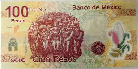 Mexico 100 Pesos 2007/2010 P 128 c COMM. Polymer C PREFIX SERIES A UNC