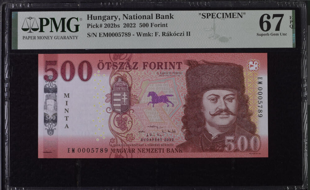 Hungary 500 Forint 2022 P 202 bs Specimen Superb Gem UNC PMG 67 EPQ