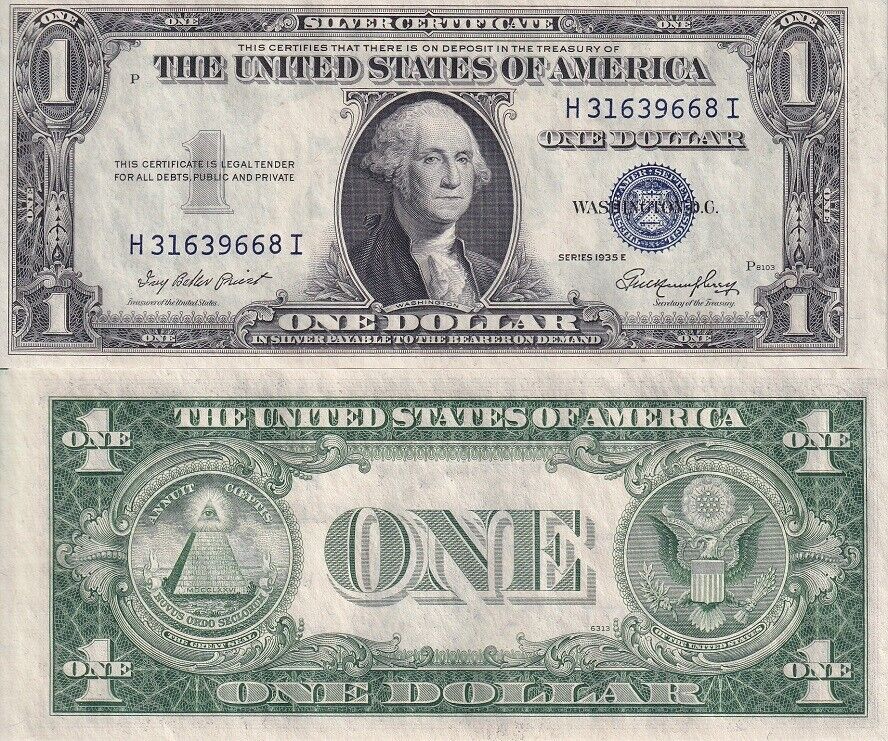 United States 1 Dollar Silver Certificate 1935E P 416D2e UNC