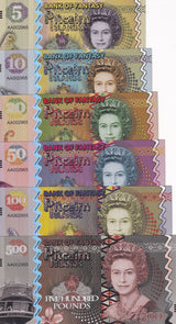 Pitcairn island set 6 FANTASY 5 10 20 50 100 500 Pounds 2018 QE II Mydas Dolphin