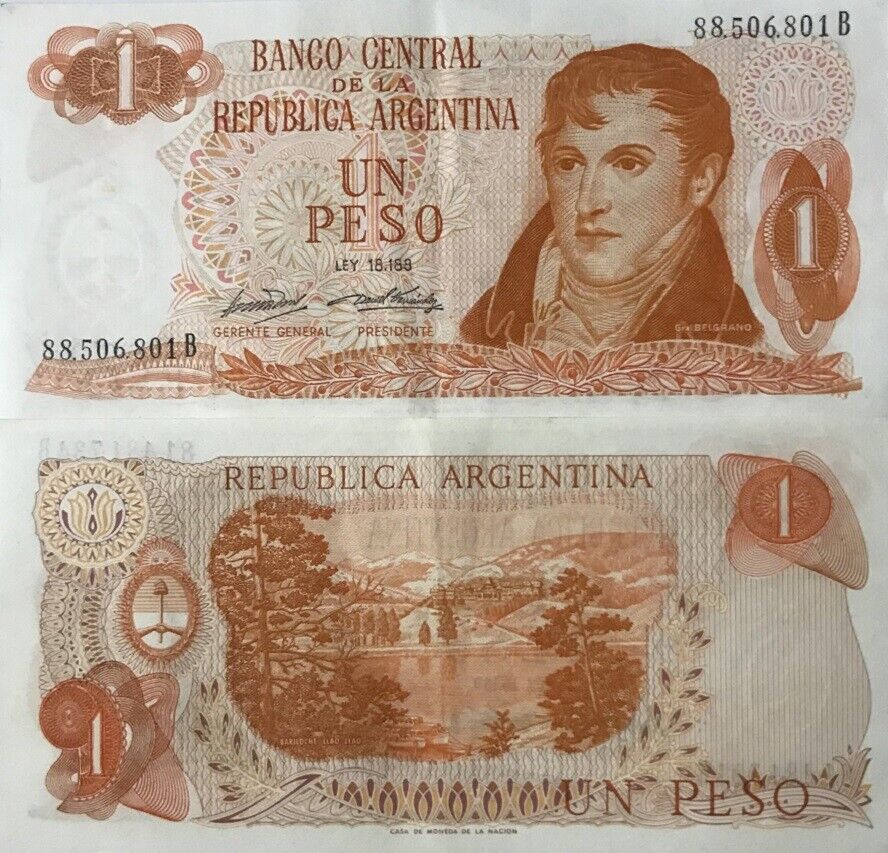 Argentina 1 Peso ND 1970-1973 P 287 Series B XF