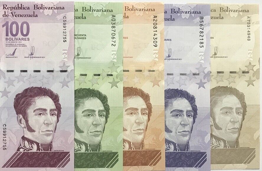 Venezuela Set 5 PCS 5 10 20 50 100 Bolivares 2021 P 115 116 117 118 P 119 UNC