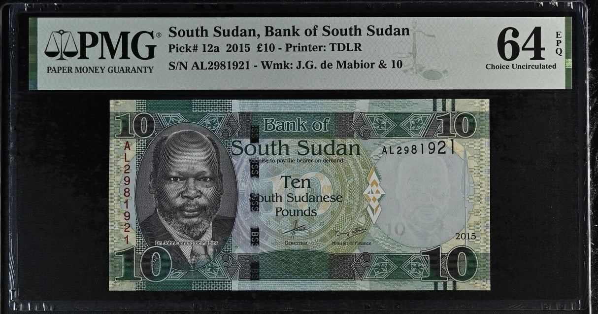 South Sudan 10 Pounds 2015 P 12 a Choice UNC PMG 64 EPQ