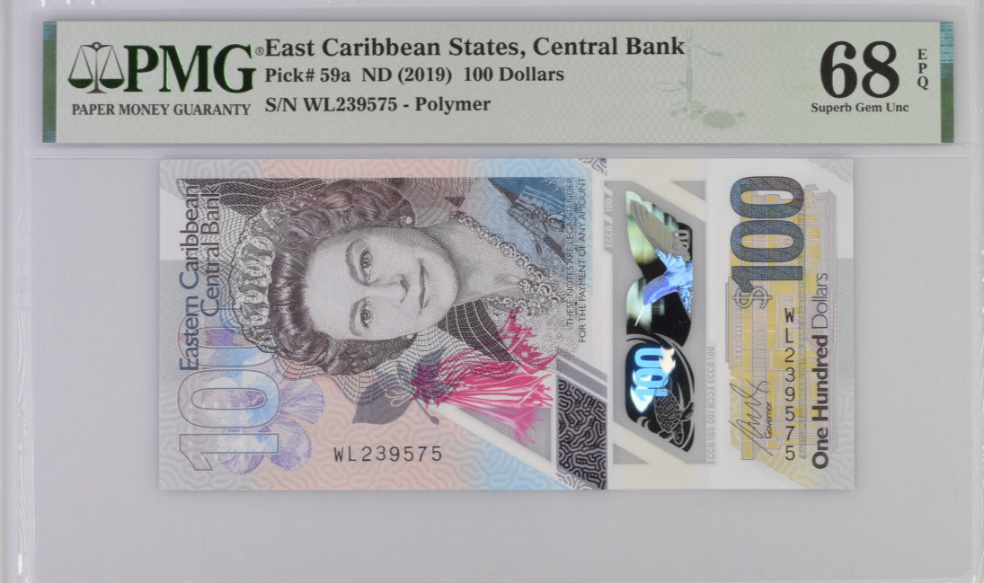 East Caribbean 100 Dollars ND 2019 P 59 a Superb Gem UNC PMG 68 EPQ