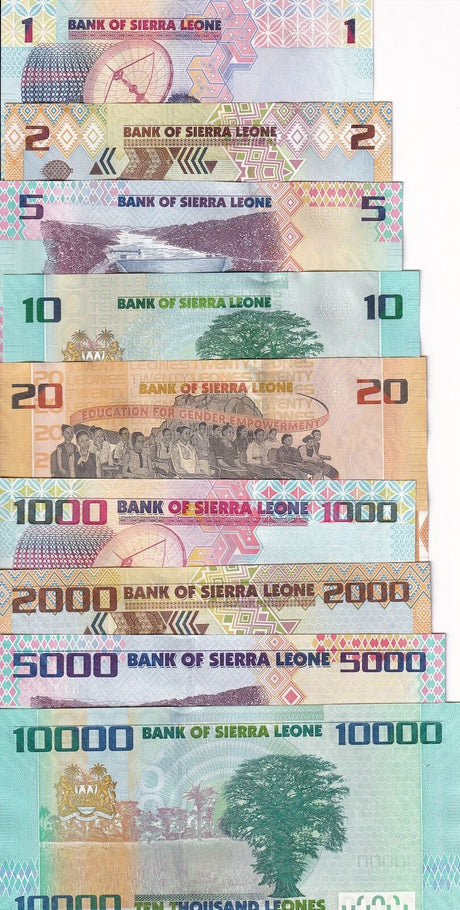 Sierra Leone Set 9 UNC 1 2 5 10 20 1000 2000 5000 10000 Leones 2020-2022 P 30-38