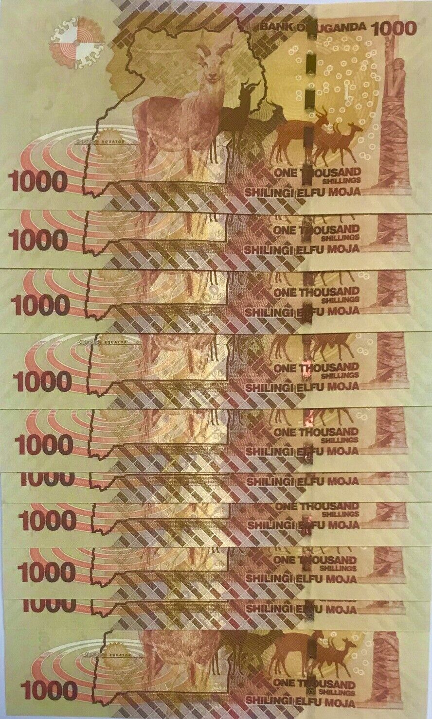 Uganda 1000 Shillings 2017 P 49 e UNC LOT 10 PCS