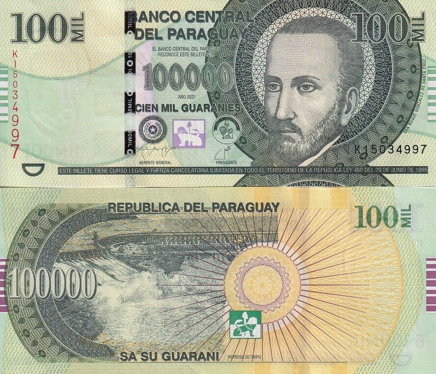 Paraguay 100000 Guaranies 2021 / 2024 P 240 New Sign UNC