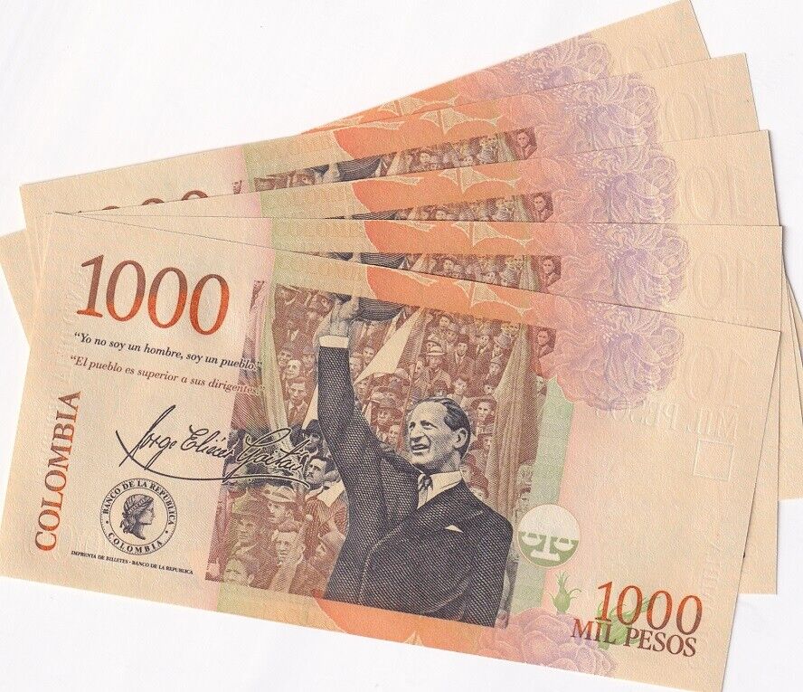 Colombia 1000 Pesos 2016 P 456 UNC LOT 5 PCS