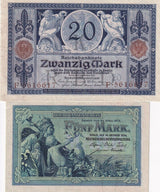 Germany SET 2 PCS 5 20 Mark 1904 1915 P 8 b P 63 UNC