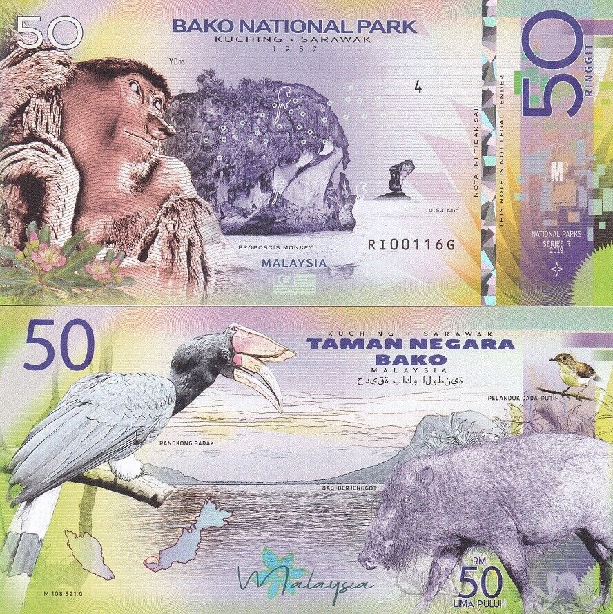 Malaysia Bako National Park Sarawak 50 Ringgit 2019 Private Issue Polymer UNC