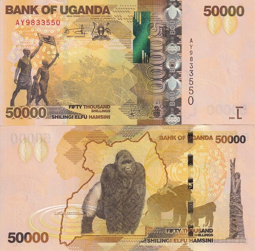 Uganda 50000 Shillings 2022 P 54 New Sign UNC