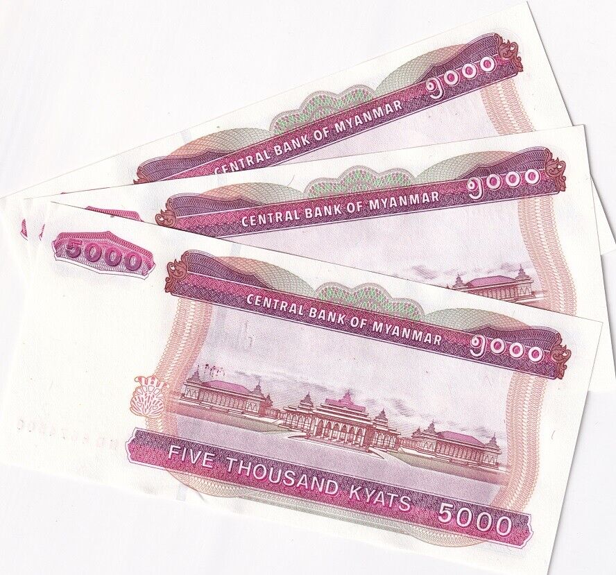 Myanmar 5000 Kyats Burma ND 2014 P 83 AUnc LOT 3 PCS