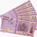 Burundi 2000 Francs 2023 P 52 New Sign UNC LOT 5 PCS