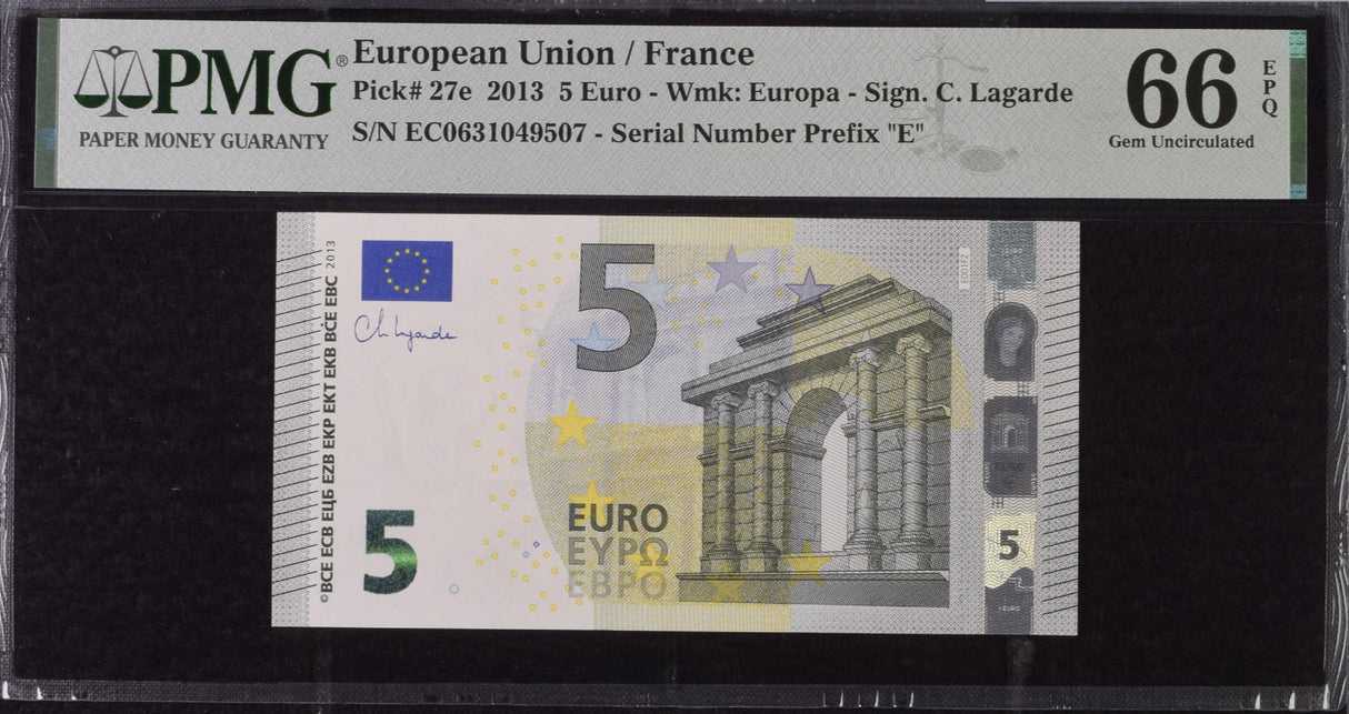 Euro 5 Euro France 2013 P 27 e Gem UNC PMG 66 EPQ