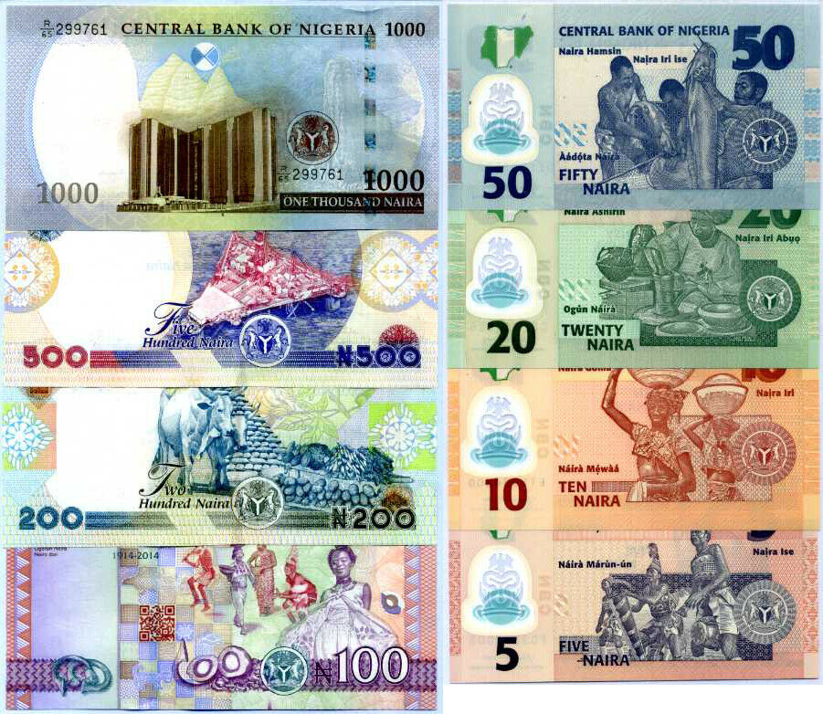 Nigeria Set 8 UNC 5 10 20 - 1000 Naira 2019-2020 P 37 38 39 40 New Polymer Paper