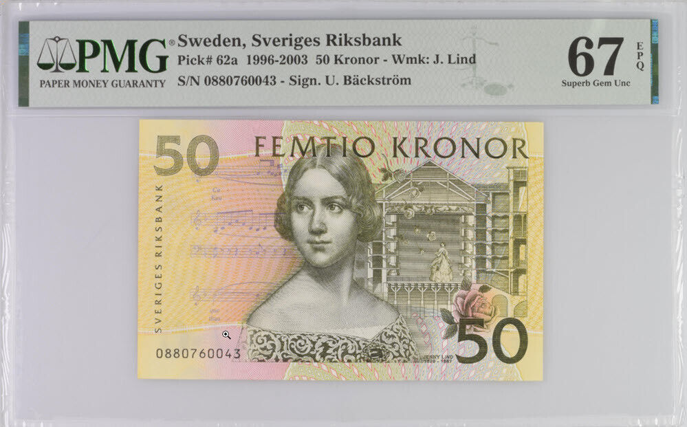 Sweden 50 Kronor 1996-2003 P 62 a Superb GEM UNC PMG 67 EPQ