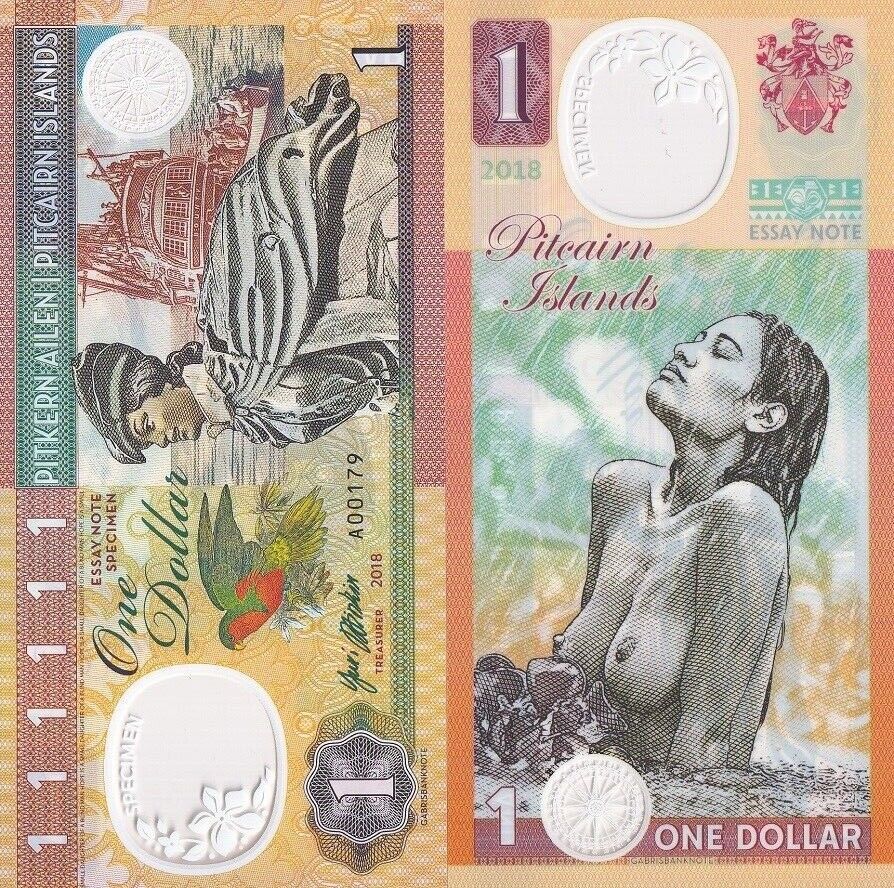 PITCAIRN ISLANDS 1 DOLLARS 2018 BEAUTIFUL GIRL Ukulele SOUTH PACIFIC Polymer
