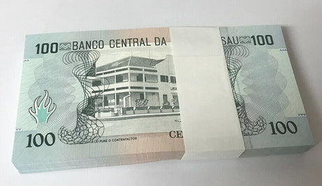 Guinea Bissau 100 Pesos 1990 P 11 UNC LOT 100 PCS 1 Bundle