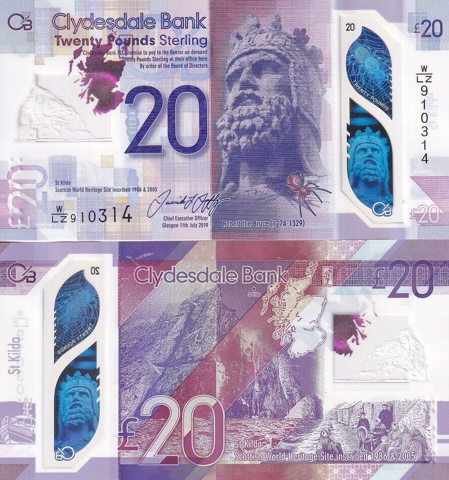Scotland 20 Pounds 2019 Cydesdale Bank P 229 UNC