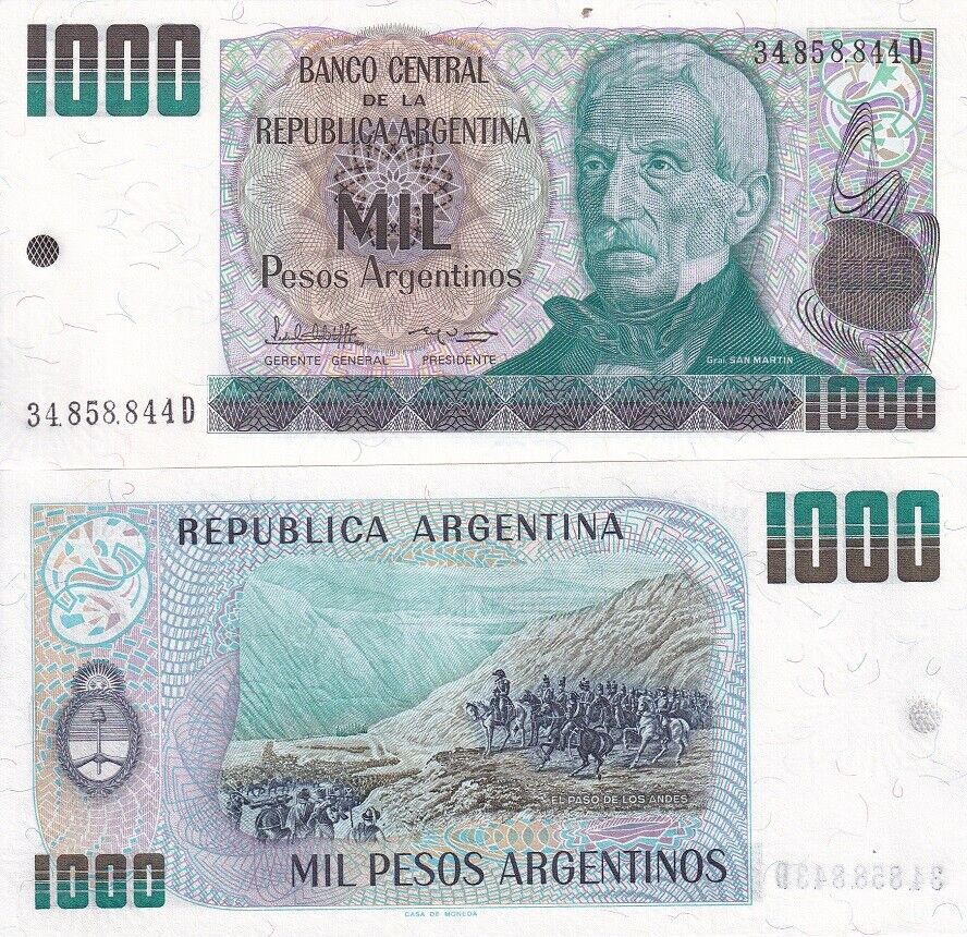 Argentina 1000 Pesos Argentinos ND 1984 P 317 AUnc