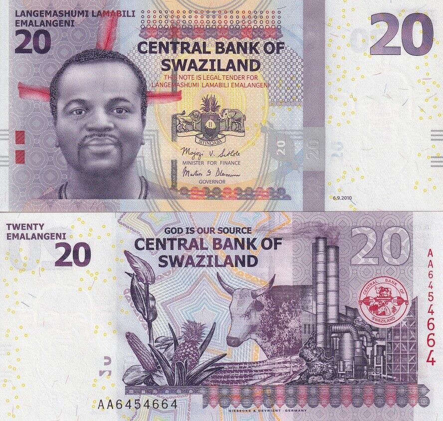 Swaziland 20 Emalangeni 2010 P 37 a UNC