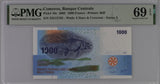 Comoros 1000 Francs 2005 P 16 c Series S Superb Gem UNC PMG 69 EPQ
