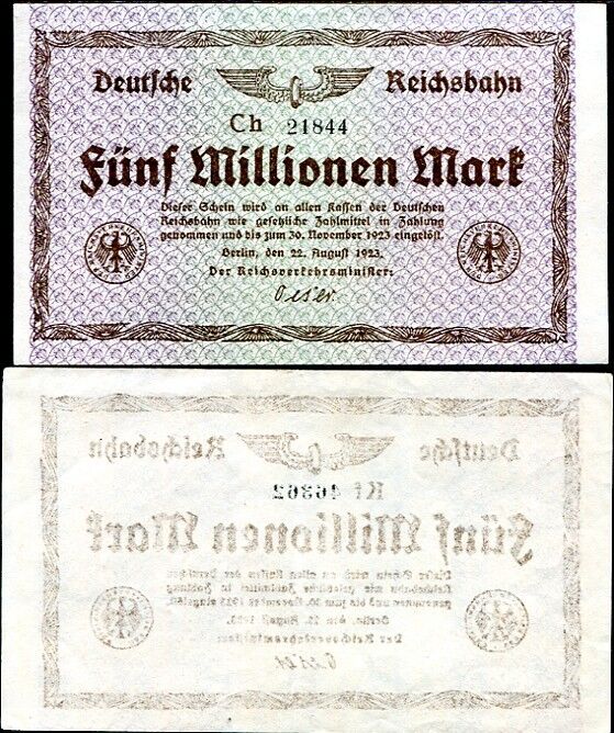 GERMANY 5 MILLION MARK 1923 P S1013 AUNC