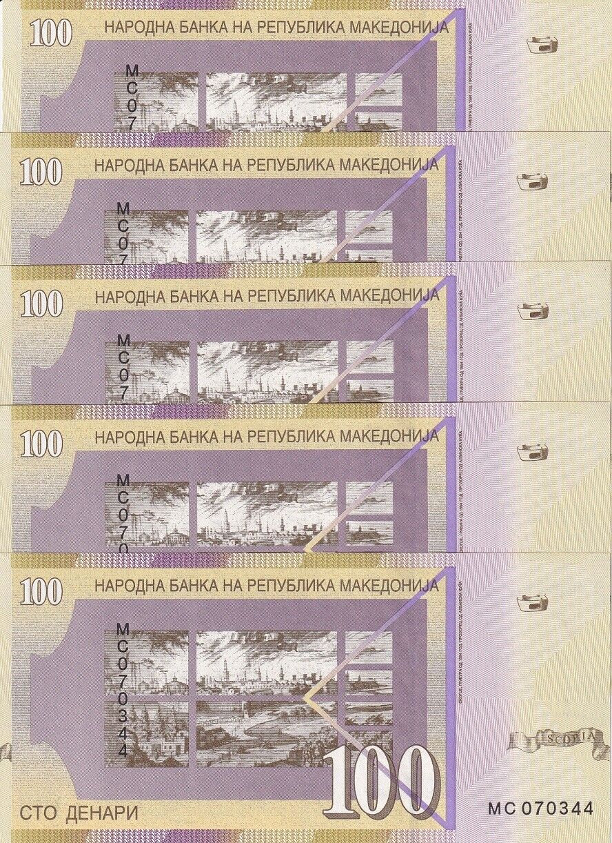Macedonia 100 Denari 2018 P 16 l UNC LOT 5 PCS