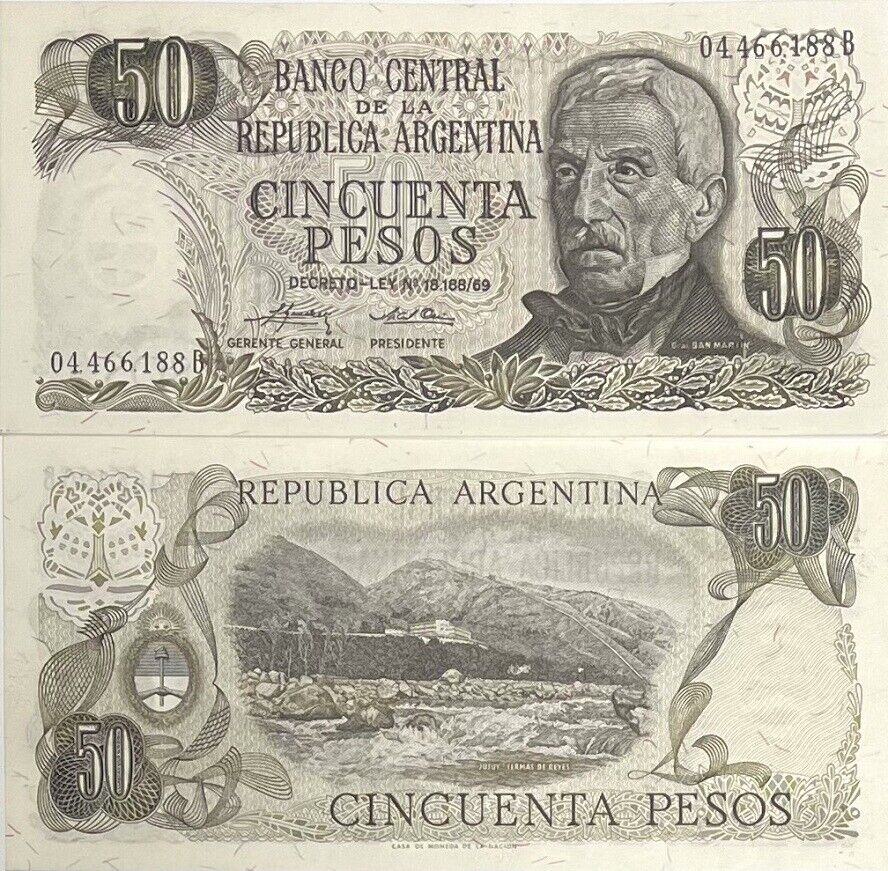 Argentina 50 Pesos ND (1974-1975) SERIES B P 296 UNC