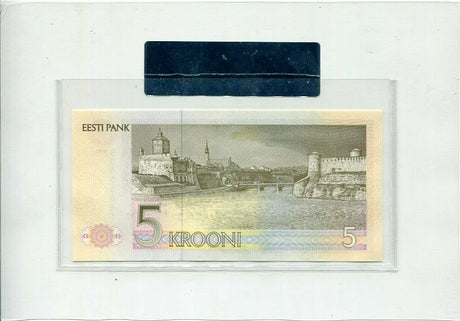 ESTONIA 5 KROONI 1992 P 71 UNC WITH FOLDER
